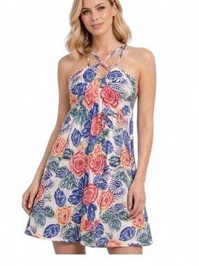polka dot dress navy white Nuri Ramie Crossover Halter A-Line Midi M / 6-8 9 inch / 119 Navy dresses for prom extra25-au Size:Made to Measure